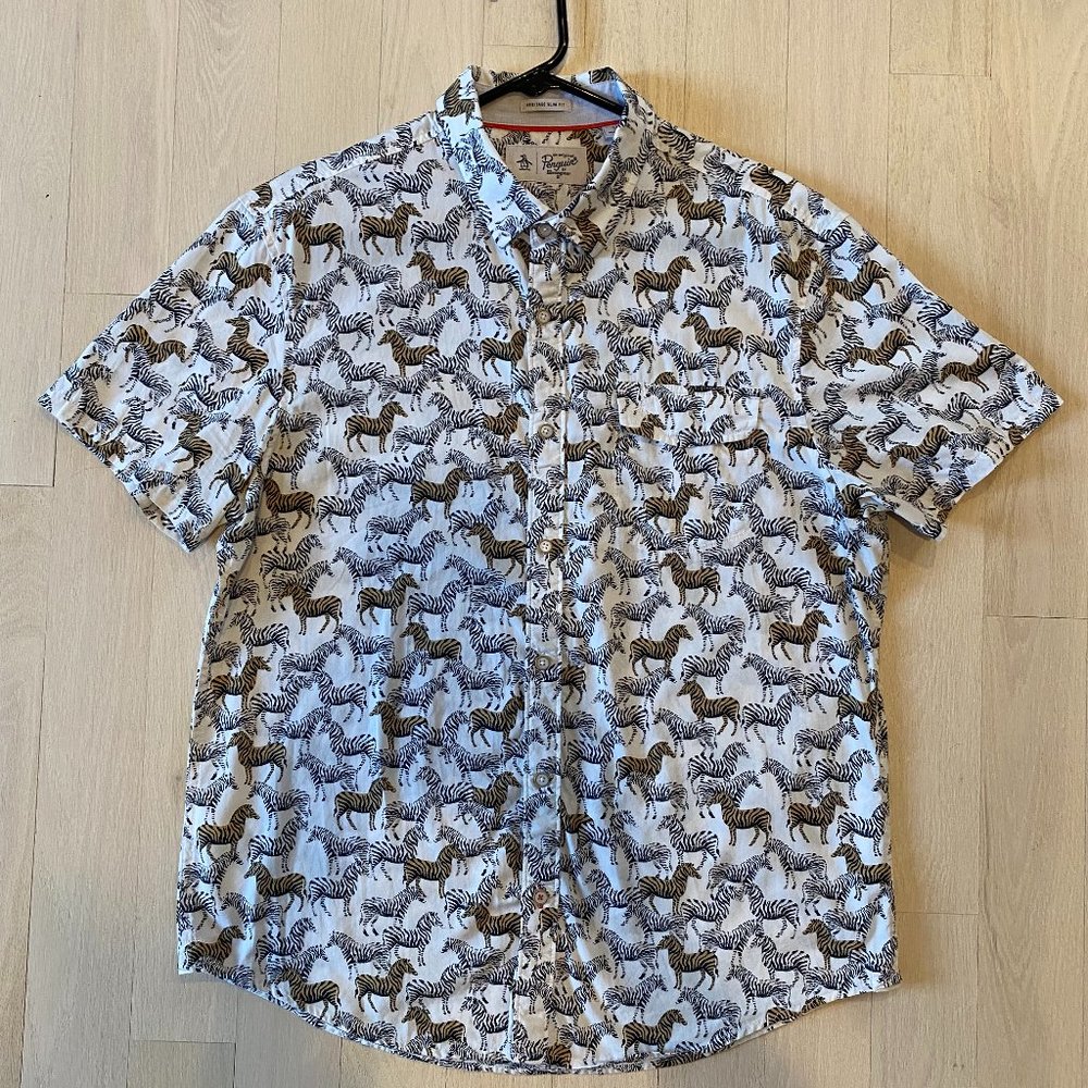 Penguin Original Slim Fit Zebra Short Sleeve Shirt